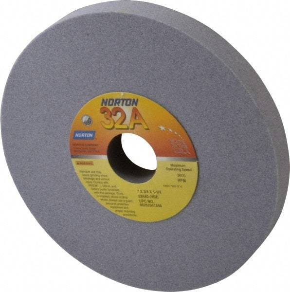 Norton - 7" Diam x 1-1/4" Hole x 3/4" Thick, I Hardness, 80 Grit Surface Grinding Wheel - Aluminum Oxide, Type 1, Medium Grade, 3,600 Max RPM, Vitrified Bond, No Recess - All Tool & Supply