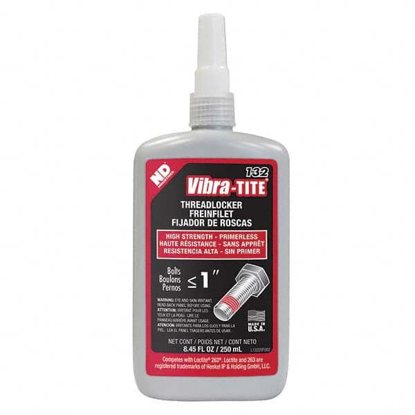 Vibra-Tite - 250 mL Bottle, Red, High Strength Primerless Threadlocker - All Tool & Supply