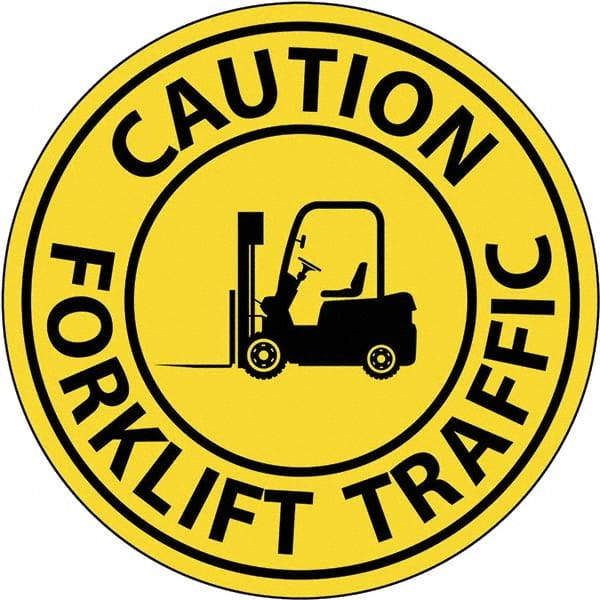 NMC - "Caution Forklift Traffic", 2-1/2" Wide x 2-1/2" High, Aluminum Safety Sign - All Tool & Supply