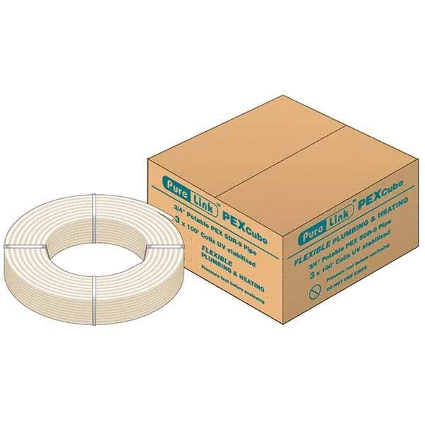 Mueller Industries - 0.671" ID x 7/8" OD, 100' Long, PEX-A Tube - Natural with Blue Print, 100 Max psi - All Tool & Supply