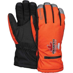 MCR Safety - Size L Synthetic Blend Work Gloves - For Cold Weather, Uncoated, Slip-On Cuff, Full Fingered, Orange, Paired - All Tool & Supply