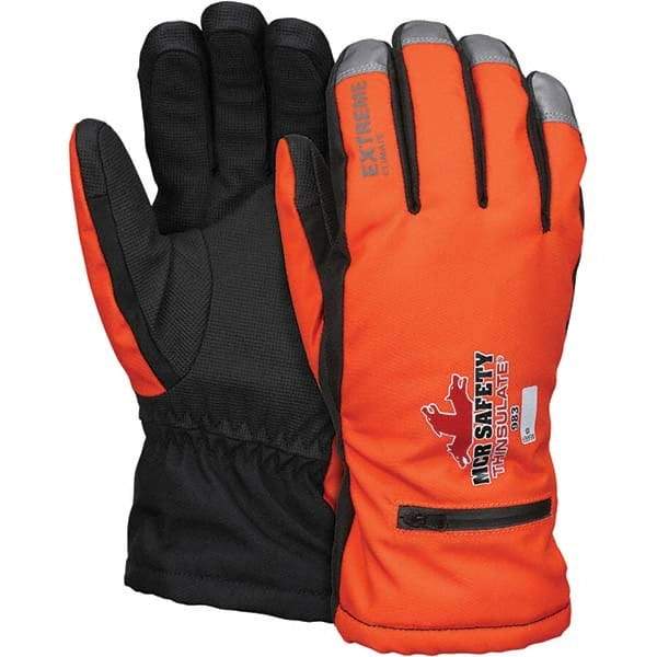 MCR Safety - Size 2XL Synthetic Blend Work Gloves - For Cold Weather, Uncoated, Slip-On Cuff, Full Fingered, Orange, Paired - All Tool & Supply