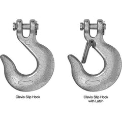 Campbell - 5/16" Chain Diam, 43 Chain Grade Clevis Hook - 3,900 Lb Capacity, 1/2" ID, 7/16" Pin Diam, 1" Hook Throat, 4-7/8" OAL, 3-1/8" Hook Width - All Tool & Supply