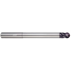 Ball End Mill:  0.3750″ Dia,  0.5000″ LOC,  4 Flute,  Solid Carbide N/A Aplus Coated,  Series  End Mills for Steels - 4 Flute - Ball - Variable Pitch - Reduced Neck