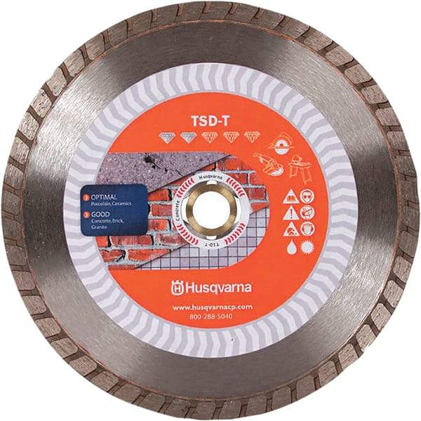 Husqvarna - 7" Diam, 5/8 & 7/8" Arbor Hole Diam, Continuous Edge Tooth Wet & Dry Cut Saw Blade - Diamond-Tipped, Fast Cutting & Smooth Action, Standard Round Arbor - All Tool & Supply