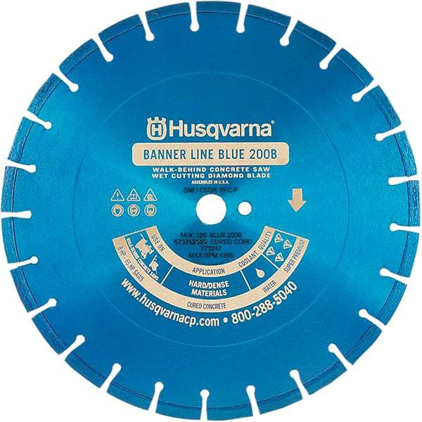 Husqvarna - 24" Diam, 1" Arbor Hole Diam, Continuous Edge Tooth Wet & Dry Cut Saw Blade - Diamond-Tipped, General Purpose Action, Standard Round Arbor - All Tool & Supply