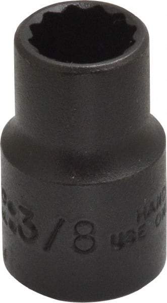 Proto - 3/8", 3/8" Drive, Standard Hand Socket - 12 Points, 1-3/32" OAL, Alloy Steel, Black Finish - All Tool & Supply