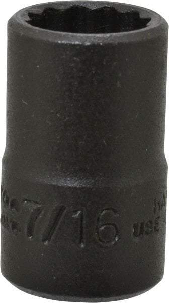 Proto - 7/16", 3/8" Drive, Standard Hand Socket - 12 Points, 1-3/32" OAL, Alloy Steel, Black Finish - All Tool & Supply