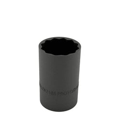 Proto - 1/2", 3/8" Drive, Standard Hand Socket - 12 Points, 1-1/8" OAL, Alloy Steel, Black Finish - All Tool & Supply