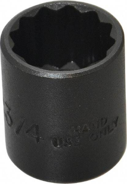 Proto - 3/4", 3/8" Drive, Standard Hand Socket - 12 Points, 1-3/16" OAL, Alloy Steel, Black Finish - All Tool & Supply