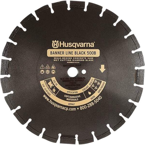 Husqvarna - 20" Diam, 1" Arbor Hole Diam, Continuous Edge Tooth Wet & Dry Cut Saw Blade - Diamond-Tipped, General Purpose Action, Standard Round Arbor - All Tool & Supply