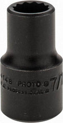 Proto - 7/16", 1/2" Drive, Standard Hand Socket - 12 Points, 1-1/2" OAL, Alloy Steel, Black Finish - All Tool & Supply