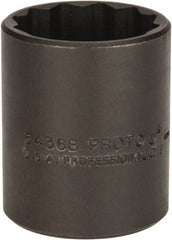 Proto - 1-1/8", 1/2" Drive, Standard Hand Socket - 12 Points, 1-3/4" OAL, Alloy Steel, Black Finish - All Tool & Supply