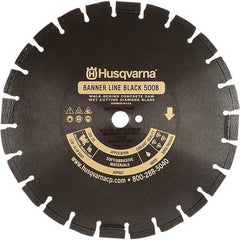 Husqvarna - 14" Diam, 1" Arbor Hole Diam, Continuous Edge Tooth Wet & Dry Cut Saw Blade - Diamond-Tipped, General Purpose Action, Standard Round Arbor - All Tool & Supply