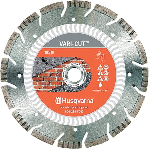 Husqvarna - 10" Diam, 5/8 & 7/8" Arbor Hole Diam, Continuous Edge Tooth Wet & Dry Cut Saw Blade - Diamond-Tipped, Fast Cutting Action, Standard Round Arbor - All Tool & Supply