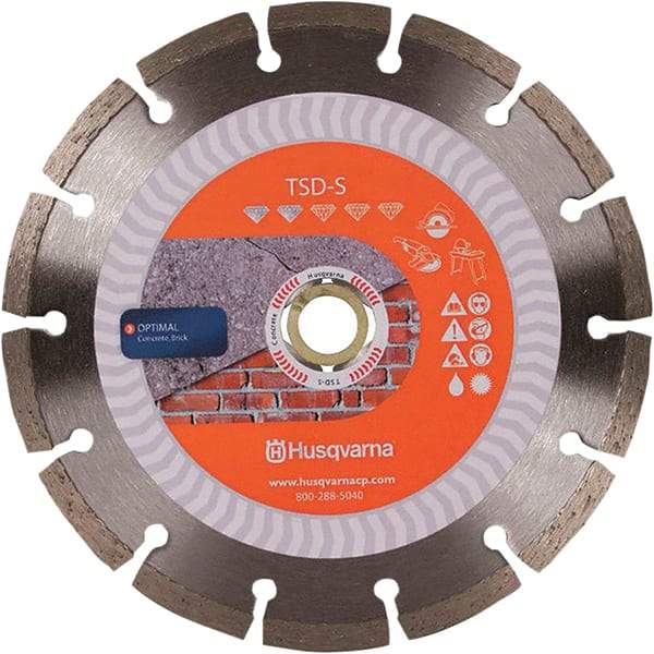 Husqvarna - 10" Diam, 5/8 & 7/8" Arbor Hole Diam, Continuous Edge Tooth Wet & Dry Cut Saw Blade - Diamond-Tipped, Fast Cutting Action, Standard Round Arbor - All Tool & Supply