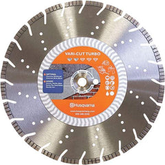 Husqvarna - 14" Diam, 25/32 & 1" Arbor Hole Diam, Continuous Edge Tooth Wet & Dry Cut Saw Blade - Diamond-Tipped, Fast Cutting Action, Standard Round Arbor - All Tool & Supply