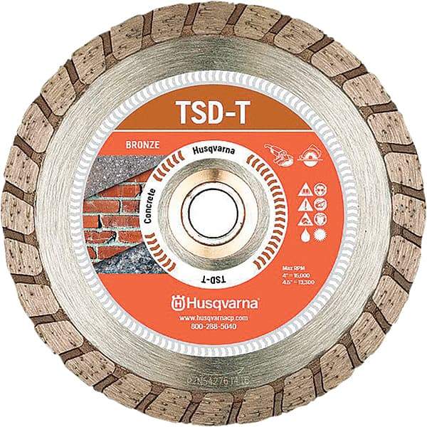 Husqvarna - 4" Diam, 5/8, 7/8 & 25/32" Arbor Hole Diam, Continuous Edge Tooth Wet & Dry Cut Saw Blade - Diamond-Tipped, Fast Cutting & Smooth Action, Standard Round Arbor - All Tool & Supply