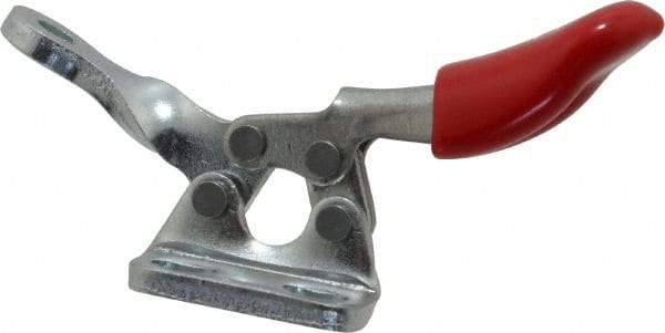 De-Sta-Co - 60 Lb Holding Capacity, Horizontal Handle, Manual Hold Down Toggle Clamp - 82° Handle Movement, 94° Bar Opening, Solid Bar, Left Flanged Base, Electro-Plated Zinc, Carbon Steel - All Tool & Supply