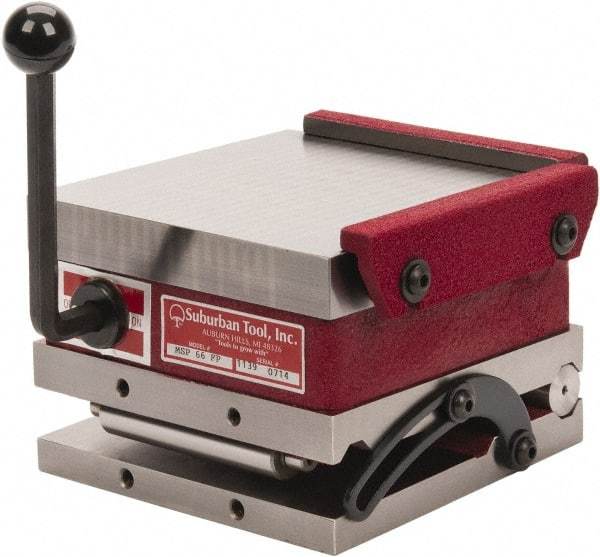 Suburban Tool - 6" Long x 6" Wide x 4-1/4" High, Fine Pole, Steel Sine Plate & Magnetic Chuck Combo - 0.0002" Tolerance, Square to 0.0002", (2) Rails & Handle - All Tool & Supply