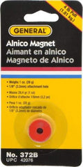General - 3/4" Diam, 1/8" Hole Diam, 4 Lb Max Pull Force Alnico Button Magnet - 1/2" High - All Tool & Supply