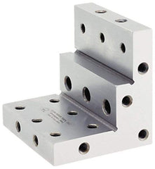Suburban Tool - 3" Wide x 2-3/4" Deep x 3" High Steel Precision-Ground Angle Plate - Stepped Plate, Machined Holes on Surface, Open End, 9/16" Thick, Single Plate - All Tool & Supply