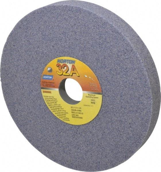 Norton - 8" Diam x 1-1/4" Hole x 1" Thick, J Hardness, 46 Grit Surface Grinding Wheel - Aluminum Oxide, Type 5, Coarse Grade, 3,600 Max RPM, Vitrified Bond, One-Side Recess - All Tool & Supply