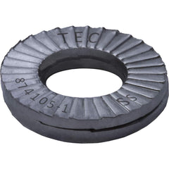 Wedge Lock Washers; Thread Size: 5/16; M8; Material: Stainless Steel; Inside Diameter: 0.343 in; Outside Diameter: 0.654 in; Finish: Uncoated; Hardness: Kolsterize Case Hardened; Standards: MIL-STD-1312-7   ISO 9001:2008    ISO TS16949; Thickness: 2.0 in