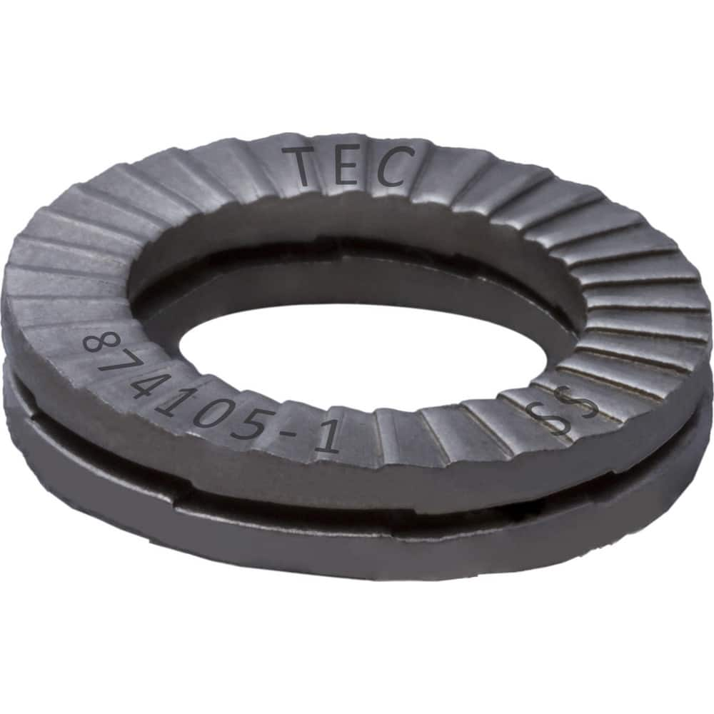 Wedge Lock Washers; Thread Size: 1/4; Material: Stainless Steel; Inside Diameter: 0.283 in; Outside Diameter: 0.453 in; Finish: Uncoated; Hardness: Kolsterize Case Hardened; Standards: MIL-STD-1312-7   ISO 9001:2008    ISO TS16949; Thickness: 2.2 in