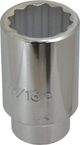 Proto - 1-7/16", 1/2" Drive, Deep Hand Socket - 12 Points, 3-1/2" OAL, Chrome Finish - All Tool & Supply