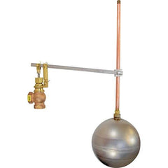 Control Devices - 3/4" Pipe, Brass & Bronze, Angle Pattern-Single Seat, Mechanical Float Valve - 100 psi, FIP x FIP End Connections - All Tool & Supply