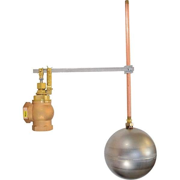 Control Devices - 1" Pipe, Brass & Bronze, Angle Pattern-Single Seat, Mechanical Float Valve - 100 psi, FIP x FIP End Connections - All Tool & Supply