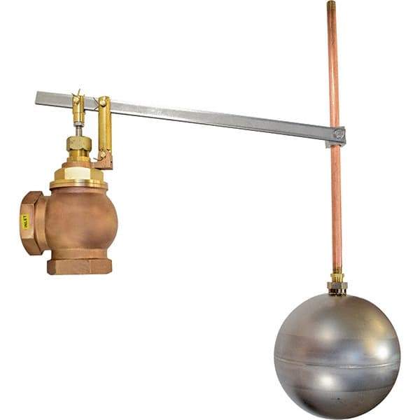 Control Devices - 2" Pipe, Brass & Bronze, Angle Pattern-Single Seat, Mechanical Float Valve - 75 psi, FIP x FIP End Connections - All Tool & Supply