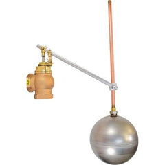 Control Devices - 1-1/4" Pipe, Brass & Bronze, Angle Pattern-Single Seat, Mechanical Float Valve - 100 psi, FIP x FIP End Connections - All Tool & Supply