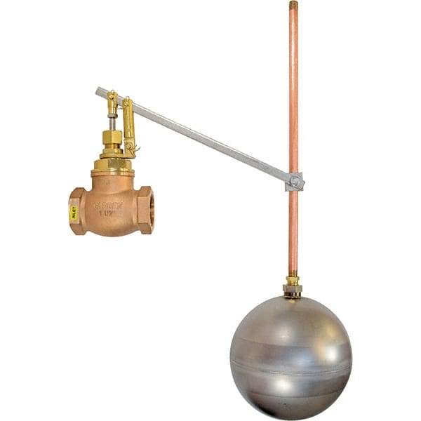 Control Devices - 1-1/2" Pipe, Brass & Bronze, Globe Pattern-Single Seat, Mechanical Float Valve - 100 psi, FIP x FIP End Connections - All Tool & Supply