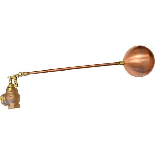 Control Devices - 1-1/2" Pipe, Brass & Bronze, Angle Pattern-Double Seat, Mechanical Float Valve - 100 psi, FIP End Connections - All Tool & Supply