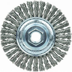 Weiler - 4" OD, 5/8-11 Arbor Hole, Stringer Bead Steel Wheel Brush - 3/16" Face Width, 7/8" Trim Length, 20,000 RPM - All Tool & Supply