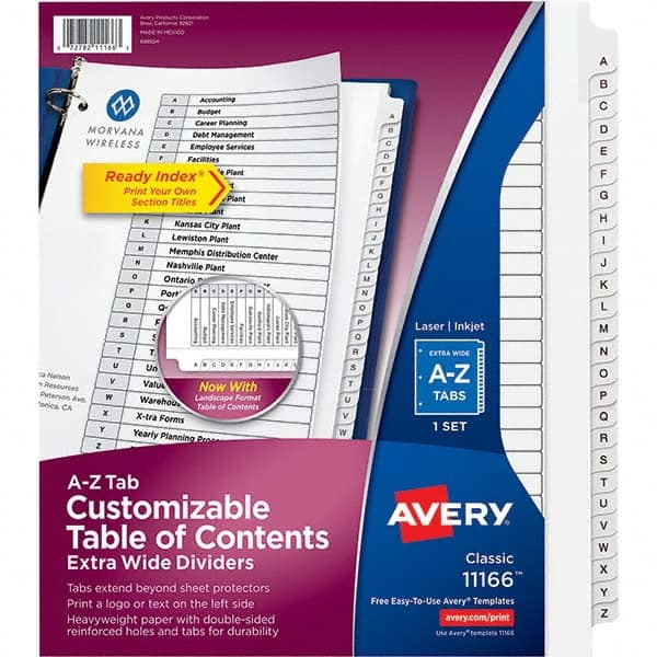 AVERY - Tabs, Indexes & Dividers Indexes & Divider Type: Preprinted Tab Dividers Size: 8 1/2 x 11 - All Tool & Supply