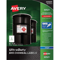 AVERY - Pack of (50), 8-1/2" x 11" White Synthetic Film ID Labels - All Tool & Supply