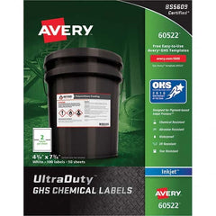 AVERY - Pack of (100), 4-3/4" x 7-3/4" White Synthetic Film ID Labels - All Tool & Supply