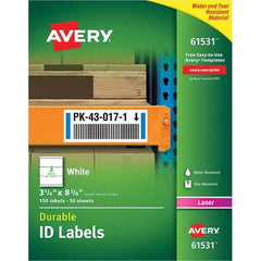 AVERY - Pack of (150), 3-1/4" x 8-3/8" White Paper Durable Square Labels - All Tool & Supply