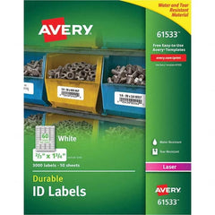 AVERY - Pack of (3000), 0.67" x 1-3/4" White Paper Durable Square Labels - All Tool & Supply