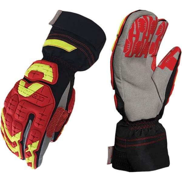 ironCLAD - Size 2XL (11), ANSI Cut Lvl A4, Puncture Lvl 5, Abrasion Lvl 5, Cut Resistant Gloves - 12" Long, Uncoated, Polyester & Mylar Lining, Hook & Loop Cuff, Black/Red, Paired - All Tool & Supply