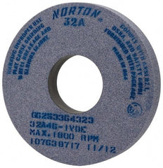 Norton - 14" Diam x 5" Hole x 2" Thick, I Hardness, 46 Grit Surface Grinding Wheel - Aluminum Oxide, Type 1, Coarse Grade, 1,800 Max RPM, Vitrified Bond, No Recess - All Tool & Supply