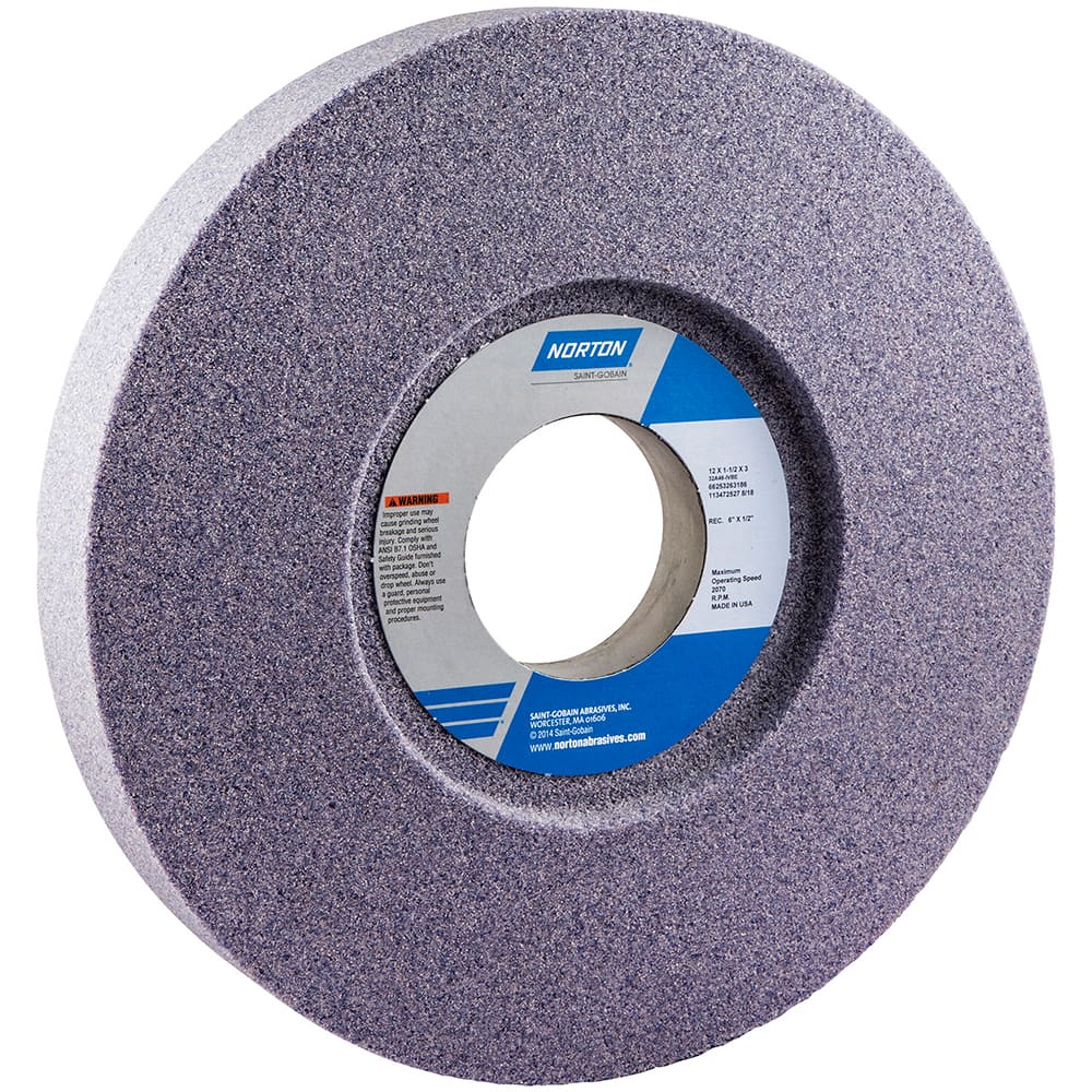 Norton - 12" Diam x 3" Hole x 1-1/2" Thick, I Hardness, 46 Grit Surface Grinding Wheel - All Tool & Supply