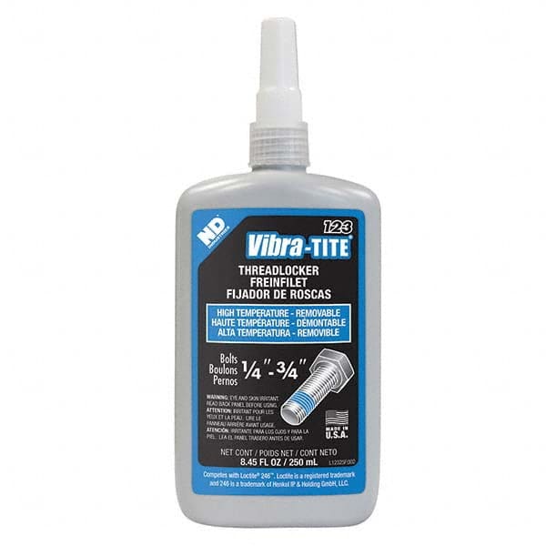 Vibra-Tite - 250 mL Bottle, Blue, Medium Strength High Temp Threadlocker - All Tool & Supply