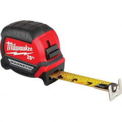 Milwaukee Tool - 25' x 1" Yellow/Black Blade Tape Measure - Exact Industrial Supply