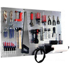 Wall Control - 48" Wide x 32" High Peg Board Kit - 3 Panels, Galvanized Steel, Galvanized/Black - All Tool & Supply