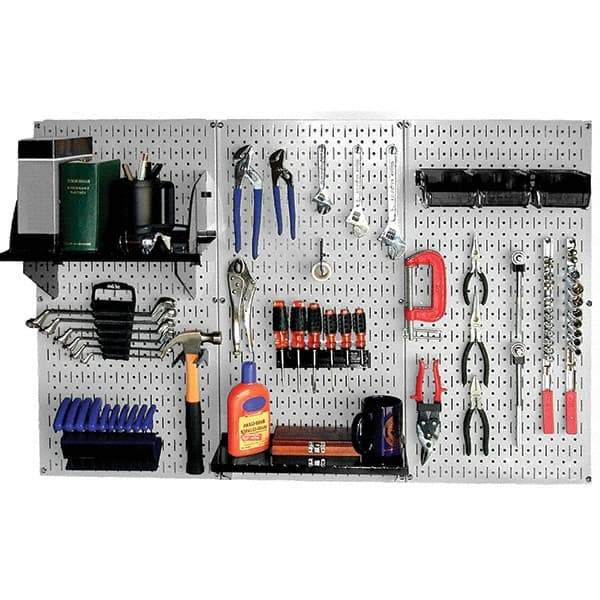 Wall Control - 48" Wide x 32" High Peg Board Kit - 3 Panels, Metal, Gray/Black - All Tool & Supply