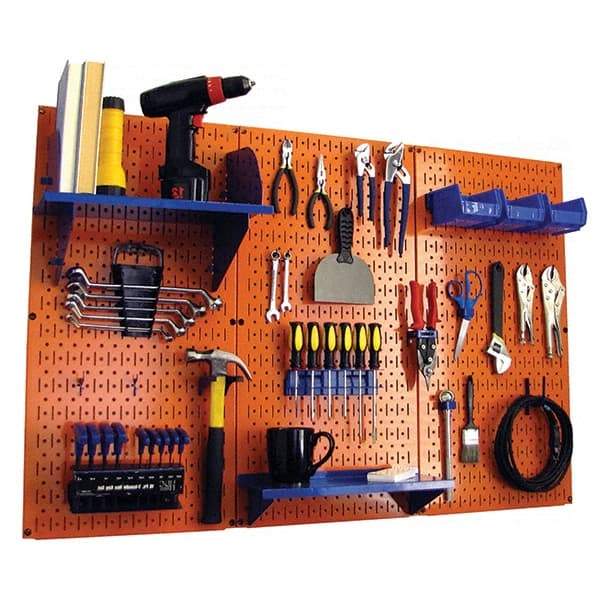 Wall Control - 48" Wide x 32" High Peg Board Kit - 3 Panels, Metal, Orange/Blue - All Tool & Supply